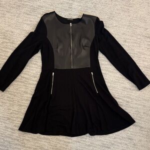 Venus Faux Leather Trim Dress